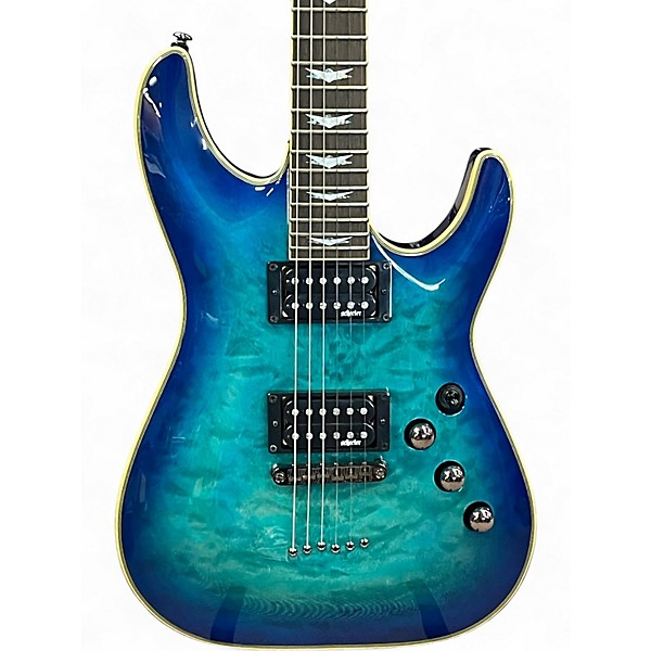 Used Schecter Guitar Research Omen 6 Blue Burst Solid Body Electric Guitar