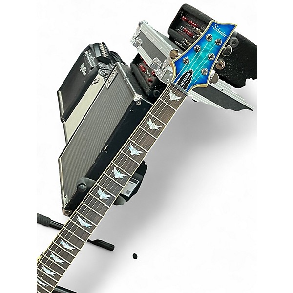 Used Schecter Guitar Research Omen 6 Blue Burst Solid Body Electric Guitar
