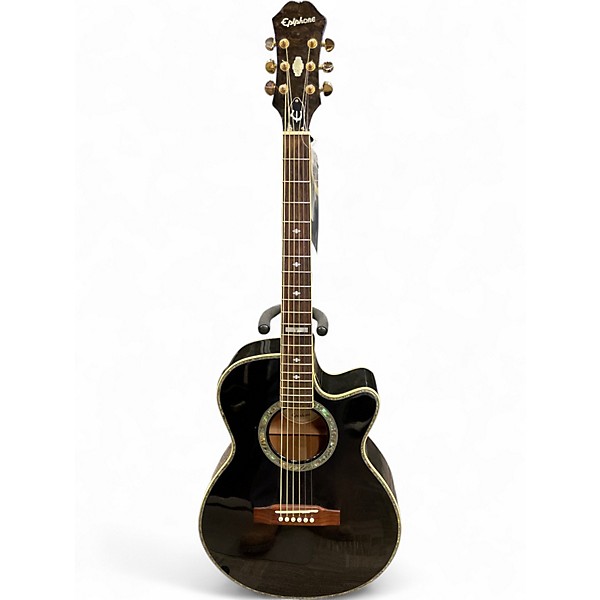 Used Epiphone PR-6E Trans Black Acoustic Electric Guitar