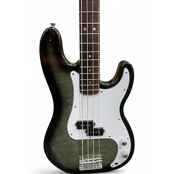 Used Glen Burton 4 STRING DOUBLE CUT QUILTED GREY Electric Bass Guitar