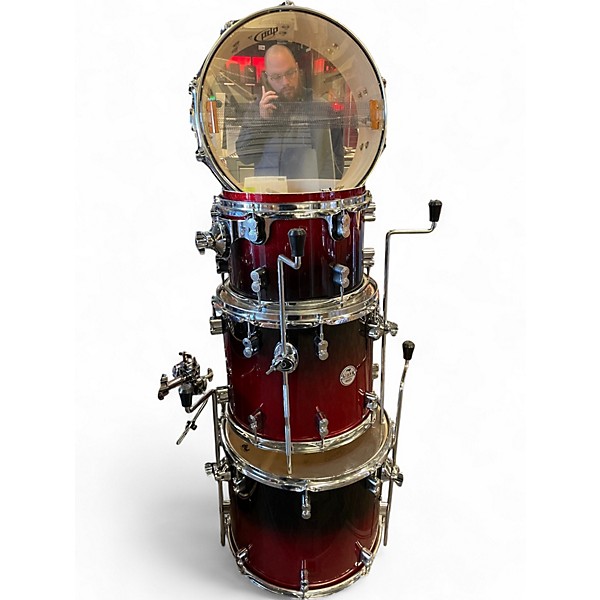Used PDP by DW 7 Piece Concept Series Red to Black Fade Drum Kit