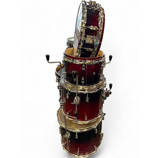 Used PDP by DW 7 Piece Concept Series Red to Black Fade Drum Kit