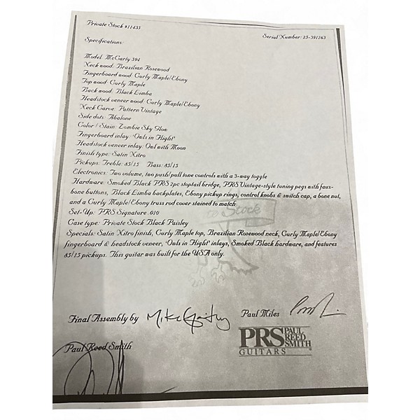 Used 2025 PRS Private Stock McCarty 594 #11435 Zombie Sky Burst Solid Body Electric Guitar