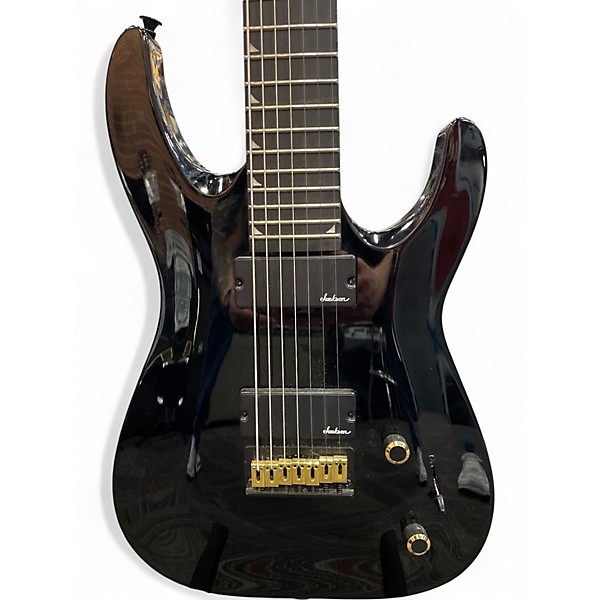 Used Jackson JS22-7 Dinky 7 String Black and Gold Solid Body Electric Guitar