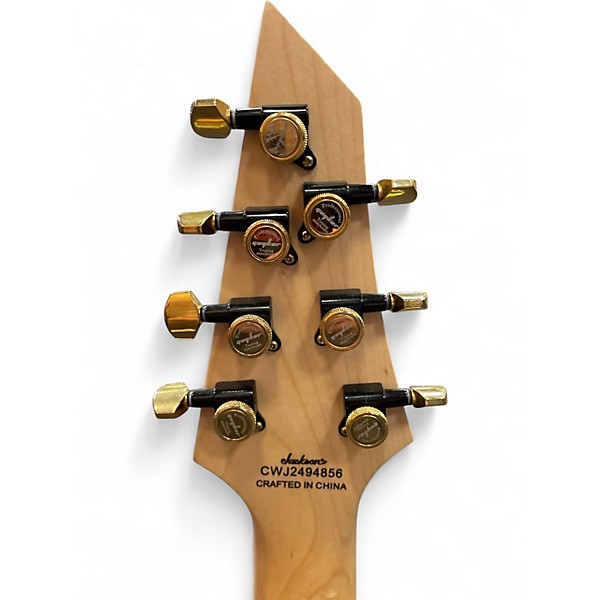 Used Jackson JS22-7 Dinky 7 String Black and Gold Solid Body Electric Guitar