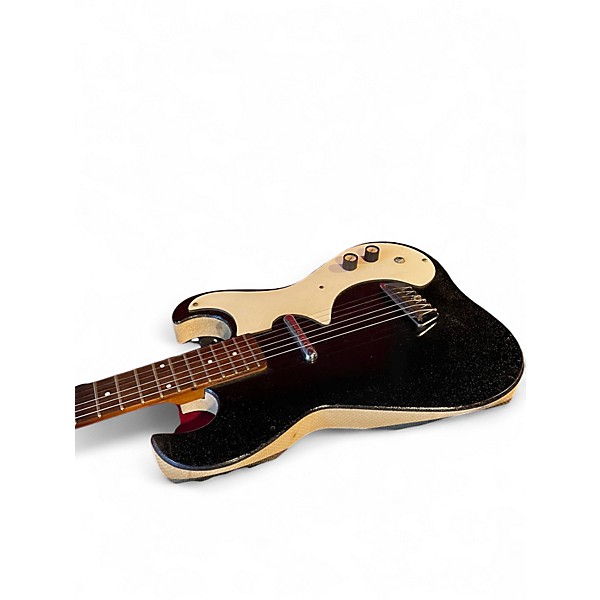 Vintage 1960s Silvertone St Style Black and White Solid Body Electric Guitar