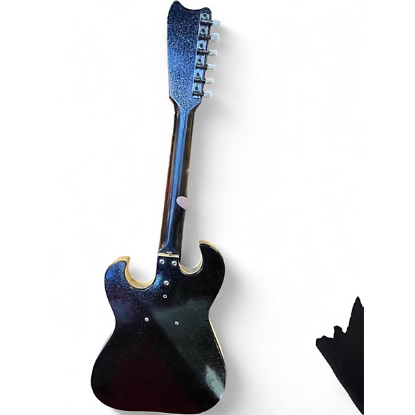 Vintage 1960s Silvertone St Style Black and White Solid Body Electric Guitar