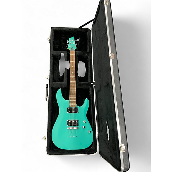 Used Schecter Guitar Research C-6 DELUXE AQUA Solid Body Electric Guitar