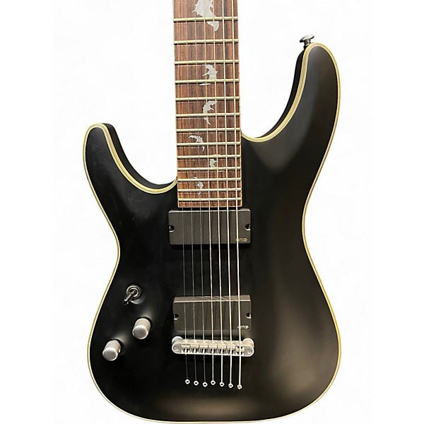 Used Schecter Guitar Research Damien Platinum 7 Left Satin Black Solid Body Electric Guitar
