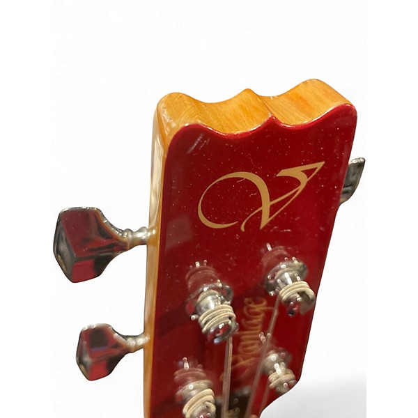 Used Vantage VS600B RED WITH NATURAL STRIPE Electric Bass Guitar