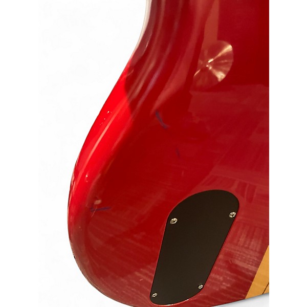 Used Vantage VS600B RED WITH NATURAL STRIPE Electric Bass Guitar