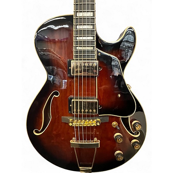 Used Ibanez AG95QA-DBS 5B-05 Trans Amber Hollow Body Electric Guitar
