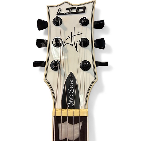 Used ESP LTD James Hetfield Signature Iron Cross Snow White Solid Body Electric Guitar