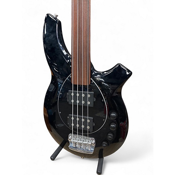 Used 2017 Ernie Ball Music Man Bongo HH Fretless 4 String Black Electric Bass Guitar