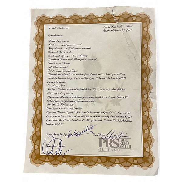 Used PRS SINGLE CUT 58 PRIVATE STOCK ELECTRIC TIGER V12 Solid Body Electric Guitar