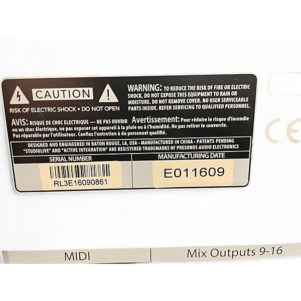 Used PreSonus RML32 AI Unpowered Mixer