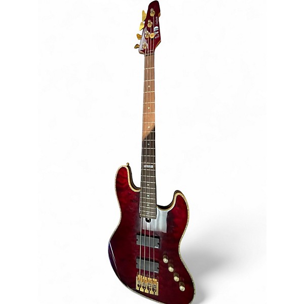 Used ESP LTD J1004 Quilted Red Electric Bass Guitar