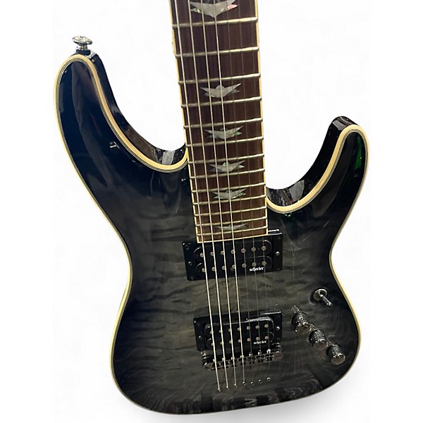 Used Schecter Guitar Research OMEN EXTREME 7 QUILTED SILVER BURST Solid Body Electric Guitar