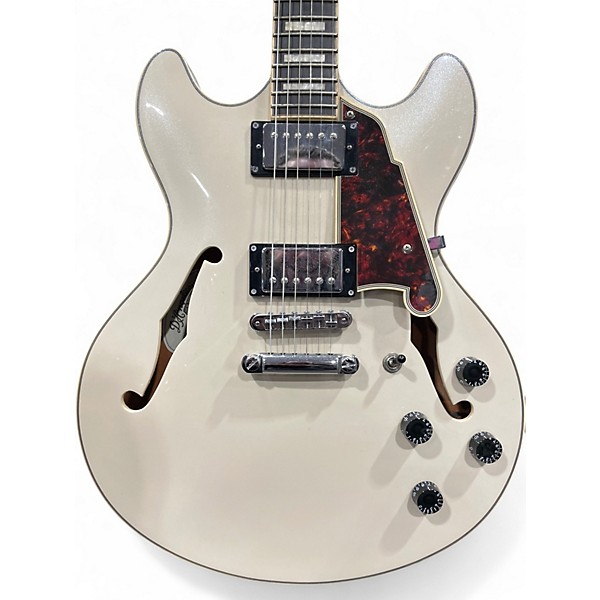 Used D'Angelico Premier Series DC WHITE SPARKLE Hollow Body Electric Guitar