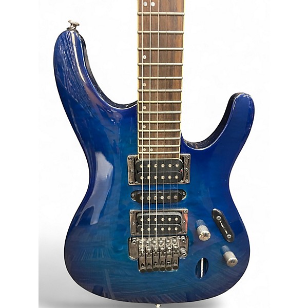 Used Ibanez S670QM Blue Solid Body Electric Guitar