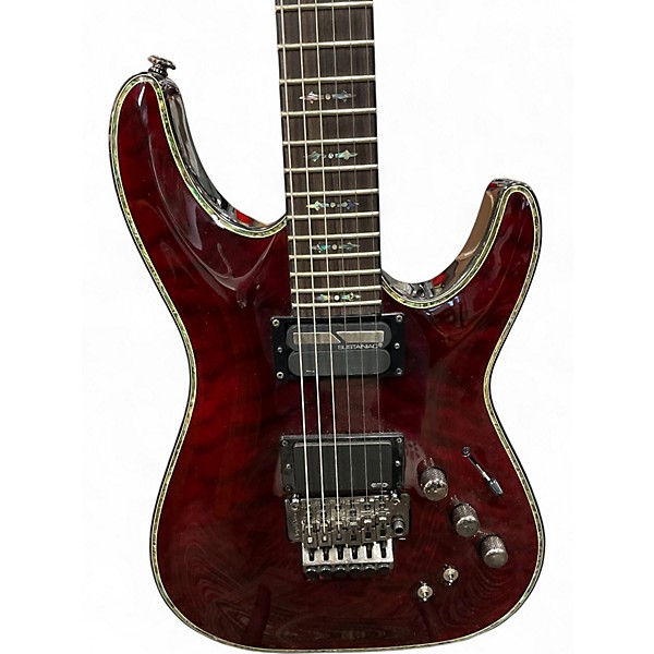 Used Schecter Guitar Research Hellraiser C1 Floyd Rose Sustaniac Trans Red Solid Body Electric Guitar