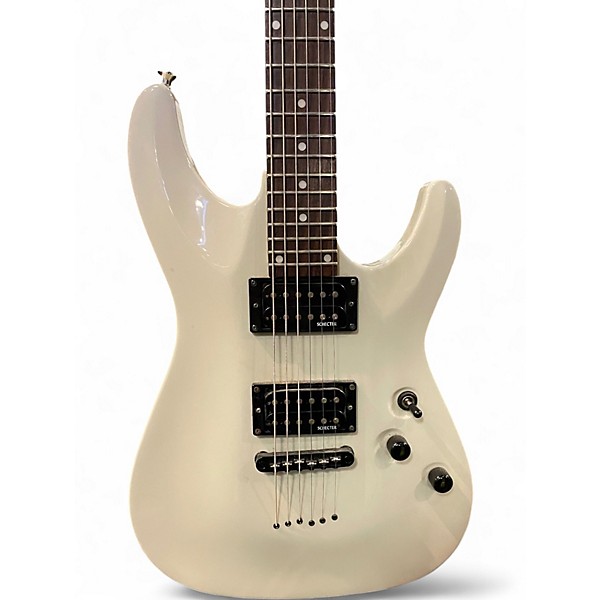Used Schecter Guitar Research Omen 6 White Solid Body Electric Guitar