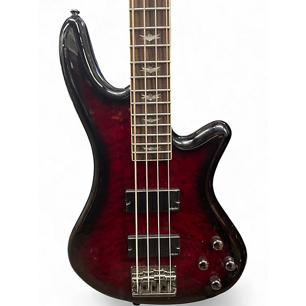 Used Schecter Guitar Research Omen Extreme 4 String Crimson Red Burst Electric Bass Guitar