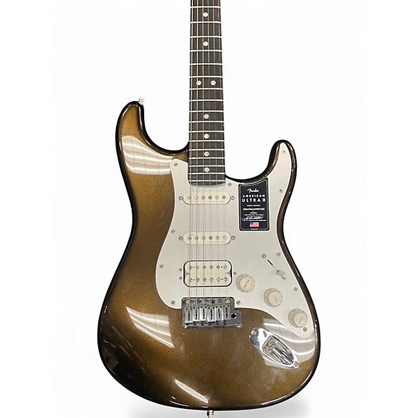 Used Fender American Ultra Stratocaster HSS Antique Gold Solid Body Electric Guitar