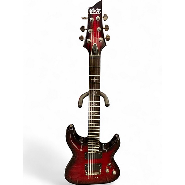 Used Schecter Guitar Research Demon 6 Crimson Red Burst Solid Body Electric Guitar