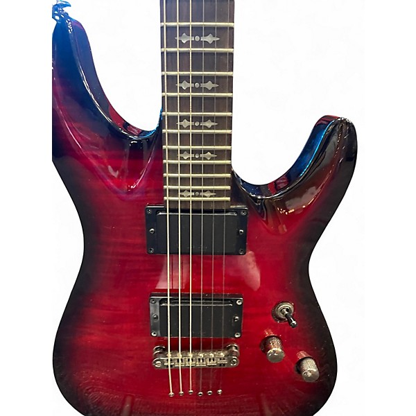 Used Schecter Guitar Research Demon 6 Crimson Red Burst Solid Body Electric Guitar