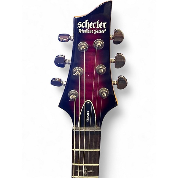 Used Schecter Guitar Research Demon 6 Crimson Red Burst Solid Body Electric Guitar