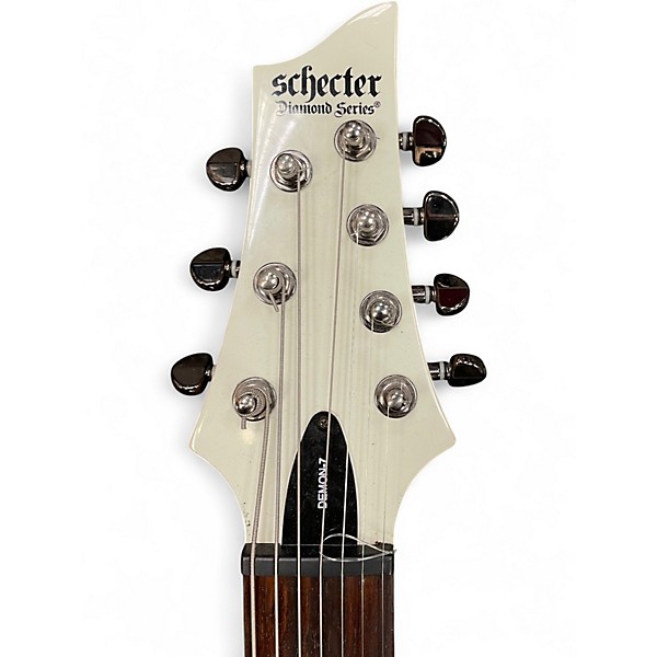 Used Schecter Guitar Research Demon 7 String White Solid Body Electric Guitar