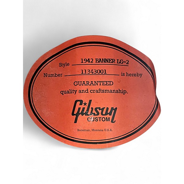 Used Gibson LG2 1942 BANNER Vintage Sunburst Acoustic Guitar