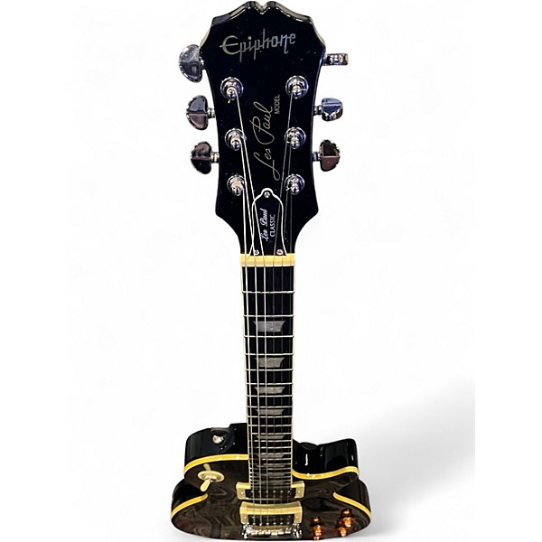 Used Epiphone Les Paul Classic Trans Black Solid Body Electric Guitar