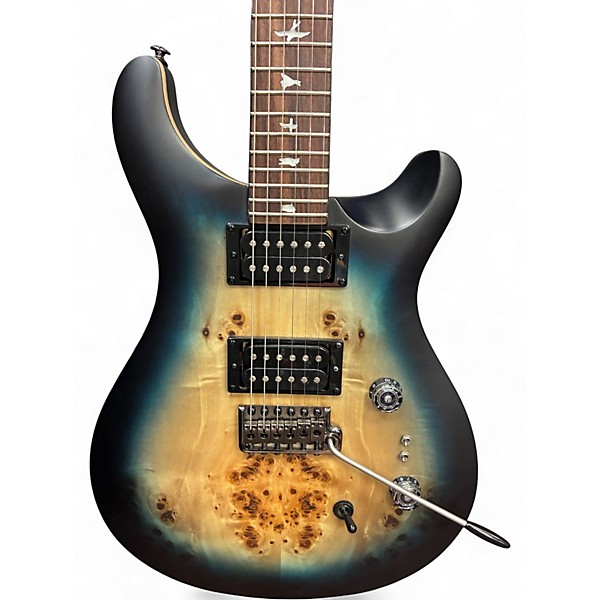 Used PRS SE Exotic Custom 24-08 Poplar Burl Lake Blue Midnight Burst Solid Body Electric Guitar