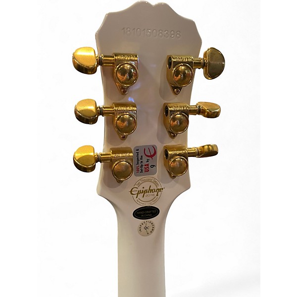 Used 2018 Epiphone Les Paul Custom Alpine White Solid Body Electric Guitar