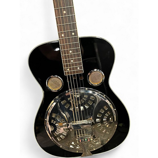Used SAGA Regal Black Lightning Black Resonator Guitar