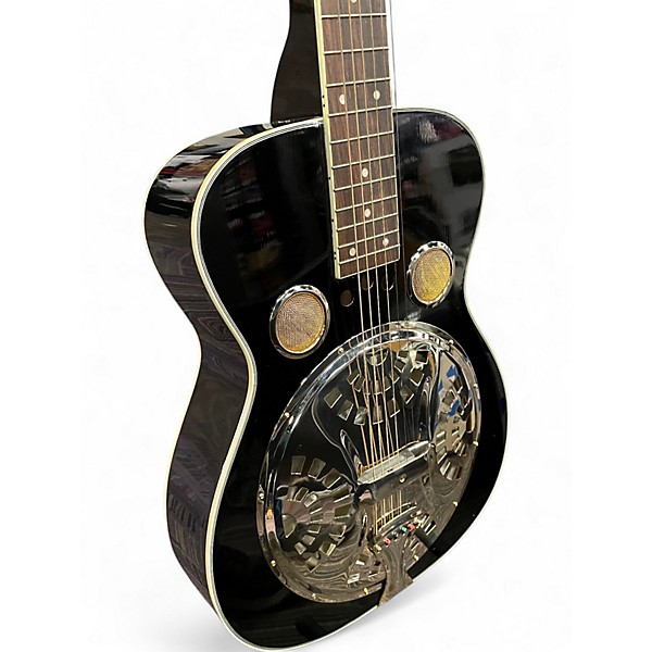 Used SAGA Regal Black Lightning Black Resonator Guitar