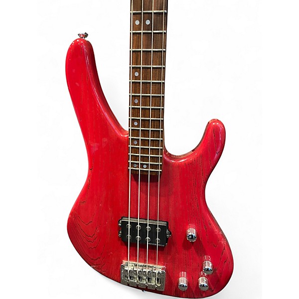 Used 1990s Washburn XB-900 Trans Red Electric Bass Guitar