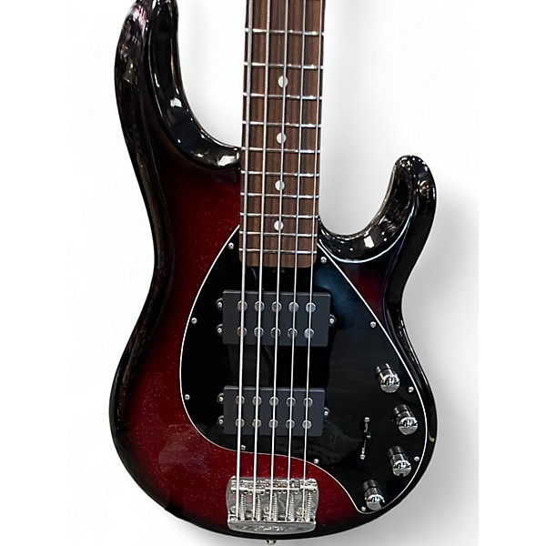 Used Ernie Ball Music Man Stingray HH 5 String RED SPARKLE BURST Electric Bass Guitar