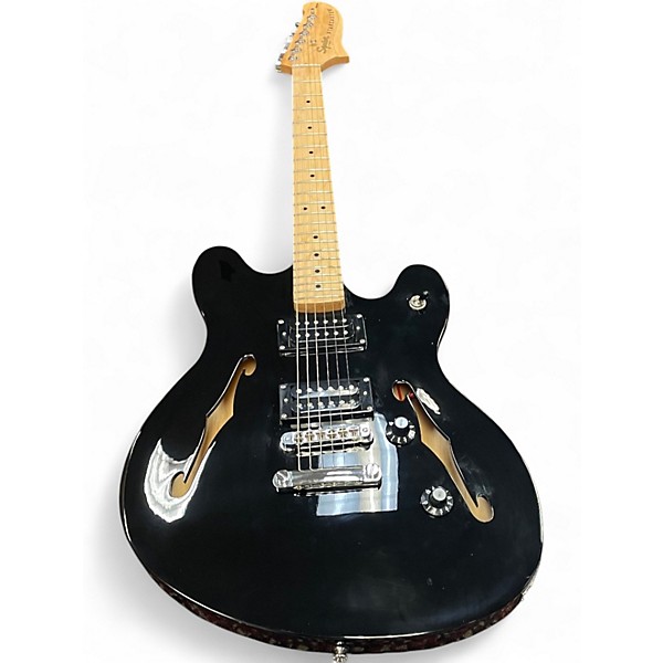 Used Squier Affinity Series Starcaster Black Hollow Body Electric Guitar