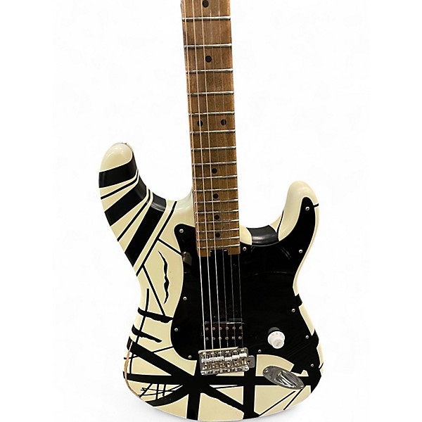 Used EVH Striped Series 78 Eruption Black and White Solid Body Electric Guitar