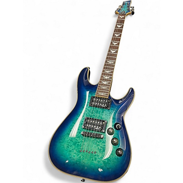 Used Schecter Guitar Research Omen Extreme 6 aqua Burst Solid Body Electric Guitar