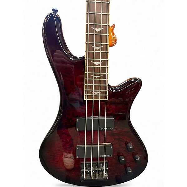 Used Schecter Guitar Research Stiletto Extreme 4 String Black Electric Bass Guitar
