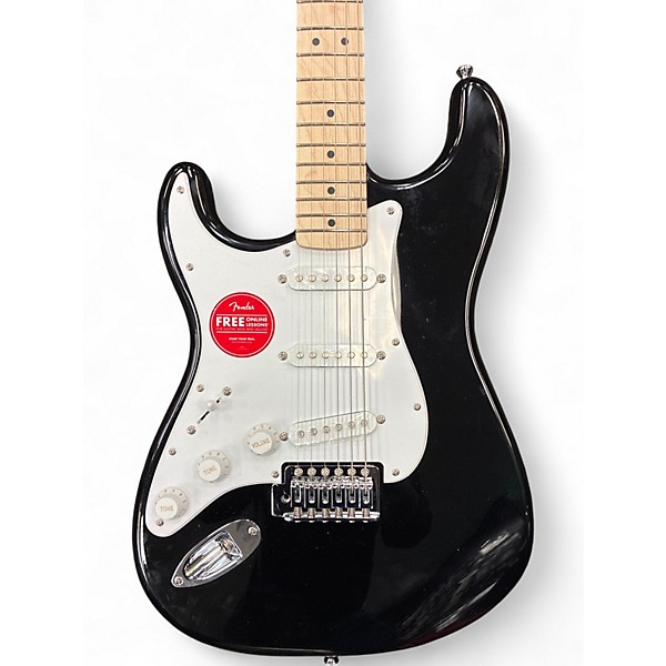 Used Squier STRATOCASTER LH BLACK Solid Body Electric Guitar