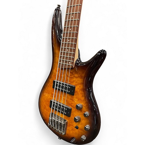 Used Ibanez SR405 Quilt Maple dragon eye burst Electric Bass Guitar