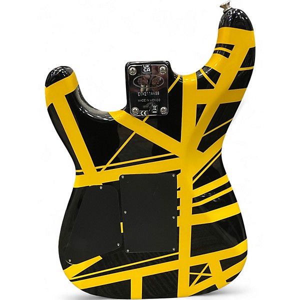 Used EVH Striped Series BLACK WITH YELLOW STRIPES Solid Body Electric Guitar