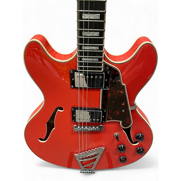 Used D'Angelico Premier DC Semi-Hollow Electric Guitar With Stopbar Fiesta Red Hollow Body Electric Guitar