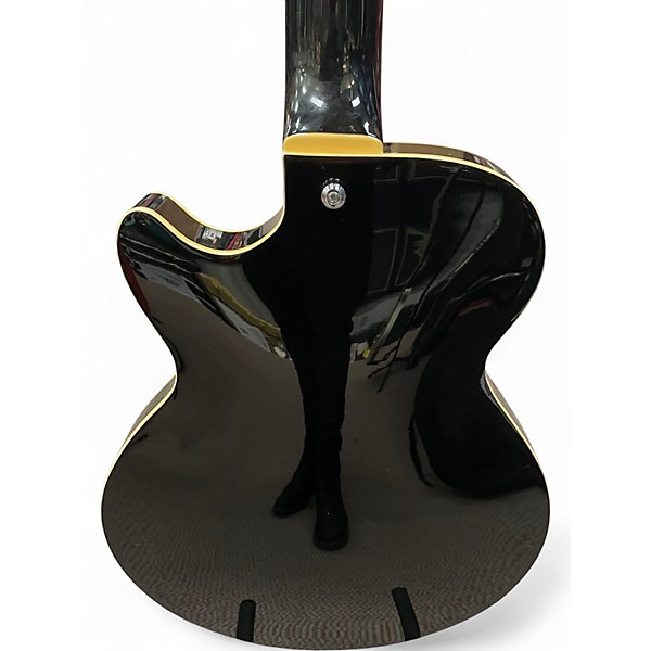 Used D'Angelico Premier Series DAPBASSBKCSPO Hollow body Black Acoustic Bass Guitar