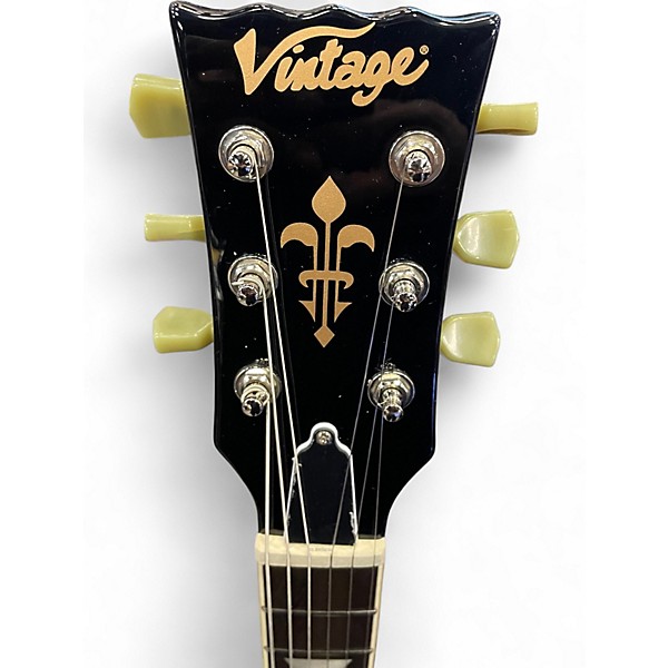 Used Vintage V100 GLOSS BLACK Solid Body Electric Guitar